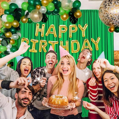 10 x 7 Feet Green Backdrop Curtain for Partie, Background Curtains for Photoshoot, Birthday, Wedding, Halloween, Thanksgiving, Christmas, New Year Party Decorations 5Ft x 7Ft, 2 Panels