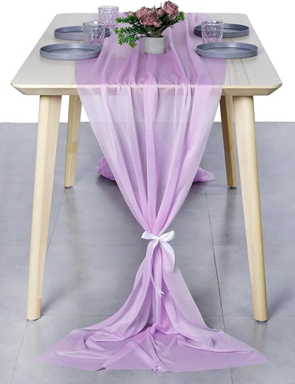 MDS 2 Pack 10ft Chiffon Table Runner 29 x 120 Inches Sheer Wedding Runner Romantic Rustic Table Runner for Wedding Decorations, Birthday Parties, Bridal Shower Party Arch Decor - Orchid