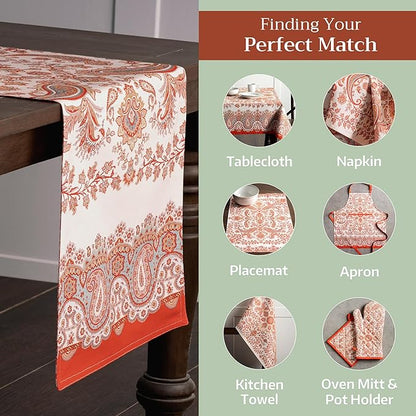 Maison d' Hermine Table Runner 100% Cotton Double Layer Table Runners 108 inches Long for Thanksgiving Christmas Decorations Home Kitchen Dining Party Wedding (Cachemire, 14.5" x 108")
