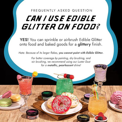 MONÉGASQUE Skyline Blue Edible Glitter for Drinks 10g – Blue Edible Glitter for Cakes & Halloween Cupcakes - Champagne, Beverage, & Cocktail Drink - Food Decorating Sprinkles & Cake Decorations Spray