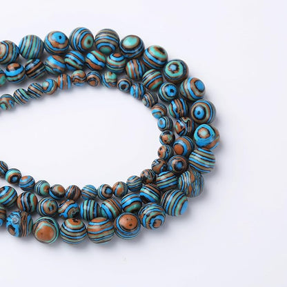 Blue Peacock Turquoise Stone Beads Gemstone Round Crystal Energy Jade Beads Stone Beads for Jewelry Making DIY Bracelet Necklace Jewelry Making 1 Strand 15.5inch 4MM
