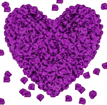 1000Pieces Rose Petals, Artificial Flower Petals Fake Rose Petals Silk Red Rose Petals for Romantic Night,Wedding,Proposal Anniversary Flower Decorations (Deep Purple)