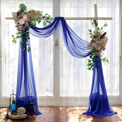 MDS Halloween Chiffon Draping Fabric - 2 Panel, 30" Wide x 50ft Long - Sheer Spooky Arbor & Canopy Drapery for Haunted House Backdrops, Party Ceilings, DIY Costumes & Themed Events - Royal Blue