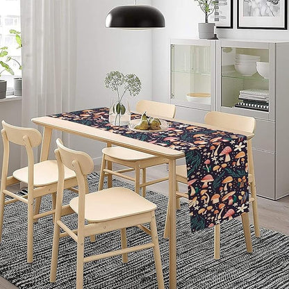Mushroom Table Runner,Retro Forest Plant Table Cloth Farmhouse Kitchen Dining Table Decoration for Home Party Decor 13x72 Inch