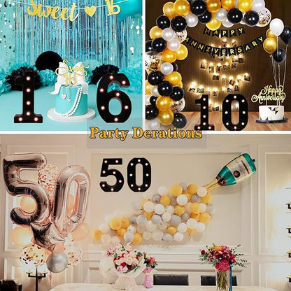 Light Up Black Alphabet Marquee Number Sign LED Marquee Number Lights Sign for Night Light Home Bar Christmas Lamp Birthday Party Wedding Decoration 8