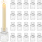 Romadedi Glass Candle Holder for Candlestick - 20 Pcs Clear Small Tapered Candle Holder Wedding Decor Table Centerpiece Bulk for Candle Sticks Christmas Party Living Room Dinner Advent