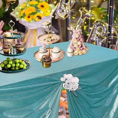 Fitable Sequin Tablecloth for Parties 60x60 Inch - Sparkle Glitter Table Cloth Laser Square Overlay for Wedding Baby Shower Ceremony Birthday Holiday Banquet Decor, Teal