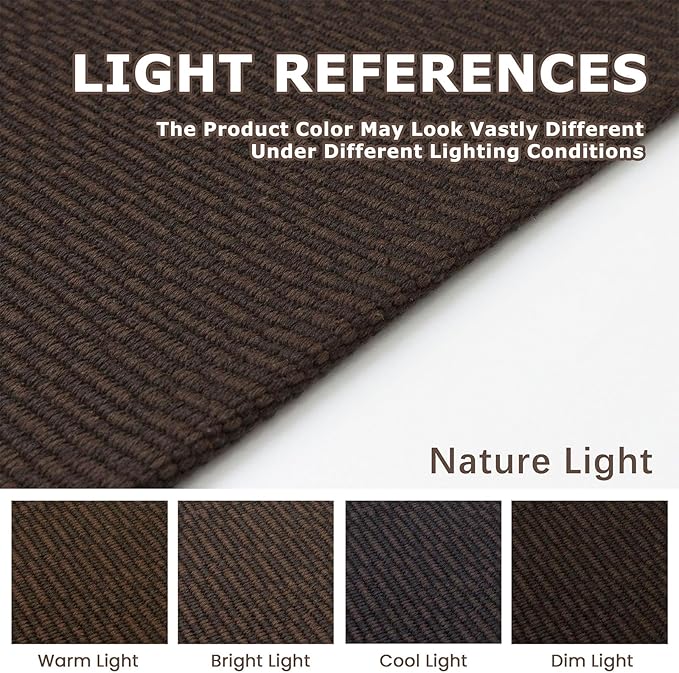 KOZYFLY Washable Runner Rug 2x6 Ft Runners for Hallways Non Slip Kitchen Runners Braided Cotton Entryway Runner Indoor, Carpet for Hallway Kitchen Entryway Bedroom, Dark Coffee/Brown