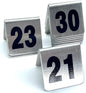 10 Pcs Metal Place Cards Stackable Tent Style Table Numbers，Place Card Holders for Celebration Wedding Party Restaurants Cafes Bars Gatherings meeting Room Board Game Serial (Small 21-30, Black)