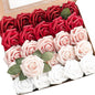 Floroom Artificial Flowers 25pcs Real Looking Dark Red Ombre Colors Foam Fake Roses with Stems for DIY Wedding Bouquets Bridal Shower Centerpieces Floral Arrangements Party Tables Home Decorations