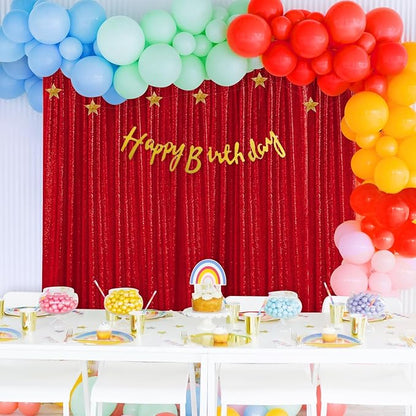 8ft x 8ft Red Sequin Backdrop Party Backdrop Curtain for Wedding Birthday Event Ceremony Wall Decorations