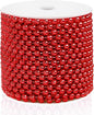 Craft String Pearls 6MM Pearl Bead, 66 Feet Red Faux Pearl Garland Spool Roll Strand Wedding Party Decoration, Christmas Tree Decorations