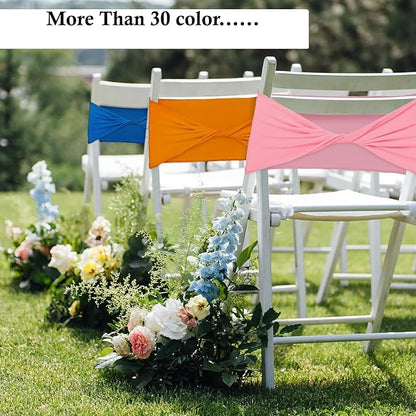 MDS Pack of 250 Spandex Chair Sashes Bows Elastic Stretch Dining Chair Bands Ties Without Slider Buckle Universal fits for Wedding Baby Shower Birthday Party Banquet Event Decoration - Blush Pink