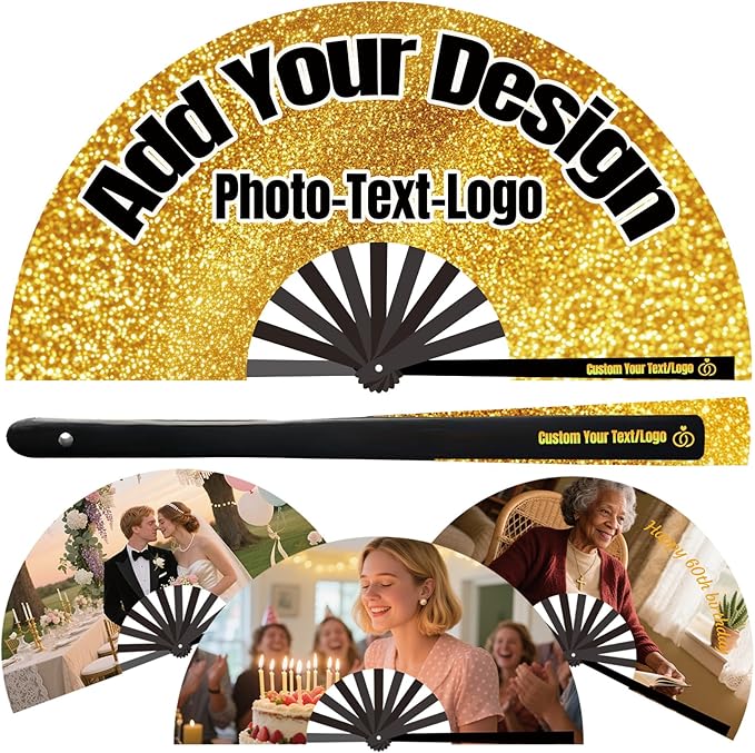 Custom Fans with Your Photo/Text - Personalized Folding Hand Fan for Line Dancing, Weddings, Parties | Decorative Gift for Women, Church Events & Dance Performances (1, 10 Inch)
