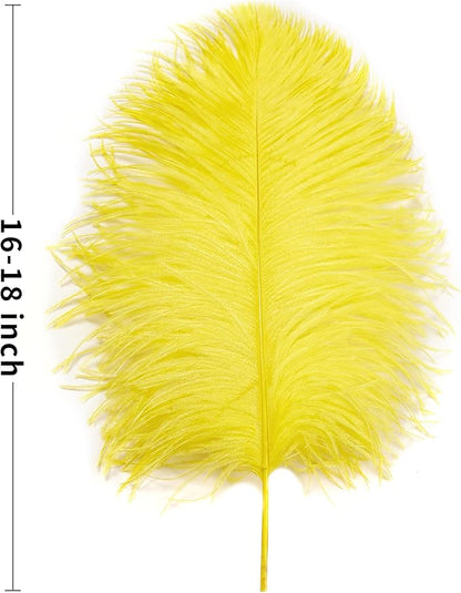 Larryhot Yellow Big Ostrich Feathers - 10pcs 16-18 inch for Vase,Wedding Centerpieces and Carnival Party(Yellow)