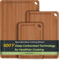 Bamboo Cutting Board, Durable Wood Cutting Boards for Kitchen with Deep Juice Grooves & Built-in Handles, Ideal Charcuterie & Chopping for Meat, Vegetables and Fruits Ideal Kitchen Gifts