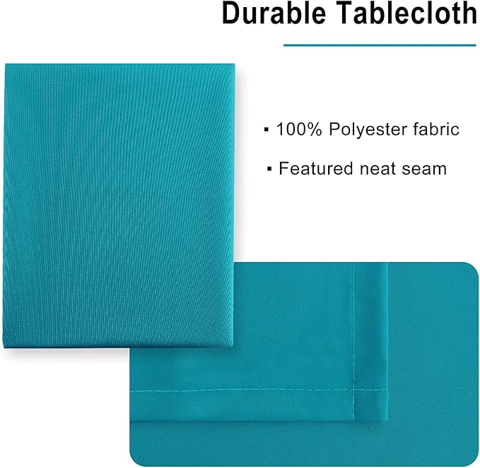 Hiasan Square Tablecloth - Waterproof and Spillproof Washable Fabric Table Cloth for Dining Room Kitchen, Turquoise, 70 x 70 Inch