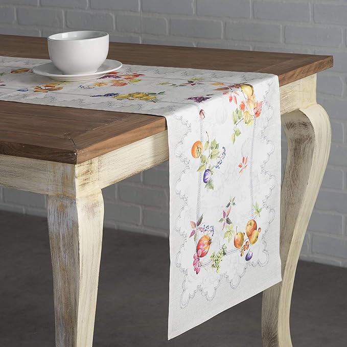 Maison d' Hermine Table Runner 100% Cotton Single Layer Table Runners 36 inches Long for Thanksgiving Christmas Decorations Home Kitchen Dining Party Wedding (Fruit D'Hiver, 14.5" x 36")