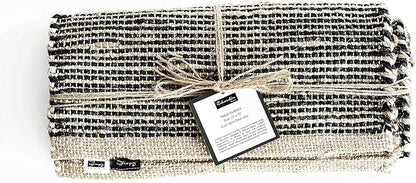 Chardin home Natural Jute Table Runner 13x72 Inch – Vintage Boho Rustic Table Decor – Handwoven Table Runner in Natural Jute and Black – Farmhouse Dining or Console Table Accent