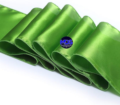MDS Pack of 25 PCS Satin Chair Sashes Charmeuse Sateen Dining Chair Bows Ribbon Ties Back Sash for Wedding Party Birthday Home Hotel Restaurant Banquet Decoration (7 x 108 Inch, Parrot Green)