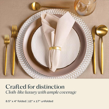50-Pack Disposable Linen-Feel Burgundy Napkins, 12" x 17" Cloth-Like Paper Dinner Napkins For Wedding, Bathroom, Party Or Event
