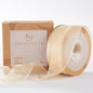 1 Inch Wide Sheer Chiffon Ribbon - Pearl Silk Woven Ribbon Suitable for Gift Wrapping, Wedding Decor, Home Decor, Girl Hair Accessories Handmade DIY (25 Yards/roll) (Champagne)
