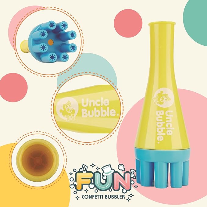 Uncle Bubble Blower for Kids and Toddlers 3, Uncle Bubble Mini Bubble Blower 3 Colors Family Set| Blow Thousands of Bubbles a Time