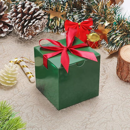 DOYIDE Small Gift Boxes, 20 Pack 5x5x5 Inch Green Elegant Paper Boxes with Ribbons, Crafting, Christmas Gift Box Wedding Party Favor, Cupcake, Candy, Bridesmaids Proposal Box