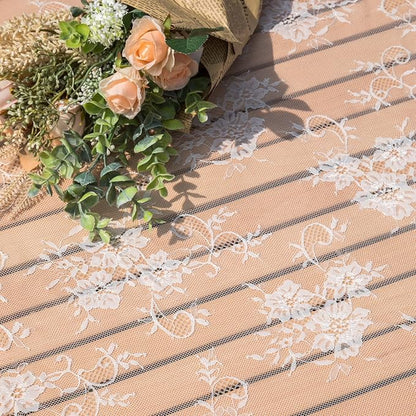 TINWIN Rectangle Lace Tablecloth 60x120 Inch White Vintage Runner Eyelash Fabric for Kitchen Dining Picnic Table Wedding Decor for Home Decoration Tea Party Decor-3