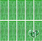 10 Pack Green Backdrop Curtain 3.2ft x 8.2ft Metallic Tinsel Foil Fringe Curtains Photo Booth Background for Birthday Party Decoration Baby Shower Engagement Wedding Christmas Decoration (Green)