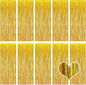 10 Pack Gold Backdrop Curtain 3.2ft x 8.2ft Metallic Tinsel Foil Fringe Curtains Photo Booth Background for Birthday Party Decoration Baby Shower Engagement Wedding Christmas Decoration (Gold)