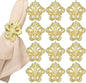 Lightweight Metal Napkin Rings Set of 12 - Fleur-de-Lis Napkin Holders for Dining Table, Weddings, and Special Events - Elegant Table Décor for Home & Restaurants (Gold) - CLEENTABLE