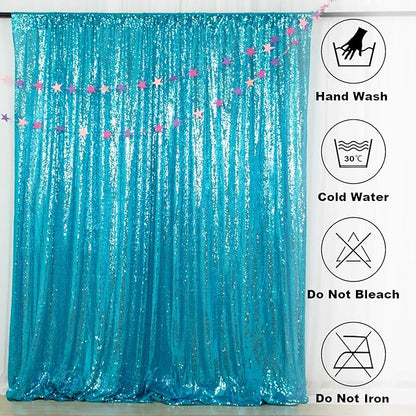 ShinyBeauty Turquoise Sequin Backdrop 10FTx10FT Photo Backdrop for Wedding Aqua Sparkle Drapes for Photograph Glitter Curtain for Shimmer Fabric Background