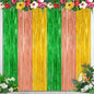 2 Pack Luau Decorations, 3.28 FT x 7.05 FT Summer Party Streamer, Green Brown Yellow Backdrop Tinsel Curtains Fringe Curtains, Metallic Hawaiian Supplies Aloha Party Decor