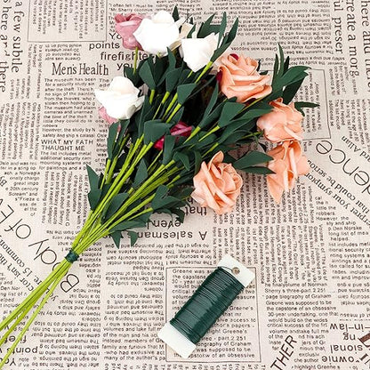 4 Rolls Green Floral Wire - 152 Yards, 22 Gauge, Flexible, for Flower Arrangement, Garland, Wreaths, Plant Crafts