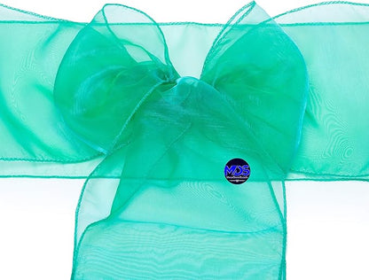 MDS Pack of 75 PCS Organza Chair Sashes Wider Dining Chair Bows Ribbon Tie Back for Wedding Party Birthday Bridal Shower Reception Event Banquet Home Chair Cover Decoration - Green