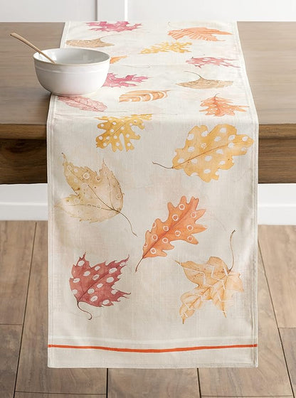 Maison d' Hermine Table Runner 100% Cotton Double Layer Table Runners 72 inches Long for Thanksgiving Christmas Decorations Home Kitchen Dining Party Wedding (Colours of Autumn, 14.5" x 72")