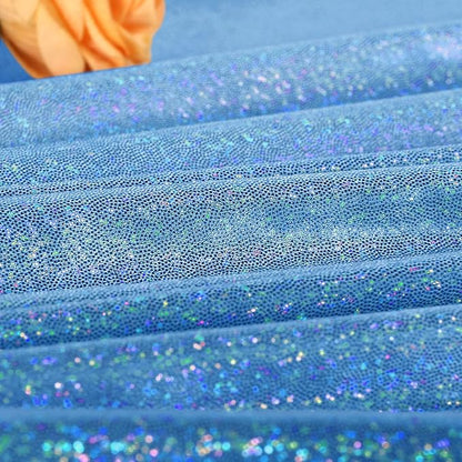 Fitable Blue Sequin Tablecloth for Parties 60 Inch Round - Sparkle Glitter Laser Round Overlay for Wedding Baby Shower Holiday Banquet, Best for 24-48inch Diameter Round Table