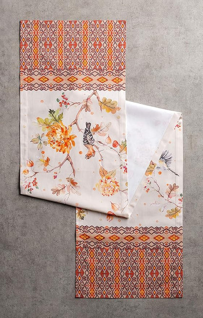 Maison d' Hermine Table Runner 100% Cotton Single Layer Table Runners 60 inches Long for Thanksgiving Christmas Decorations Home Kitchen Dining Party Wedding (Kelim - Prairie, 14.5" x 60")