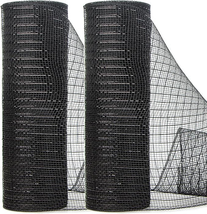 Ribbli 2 Rolls Black Mesh Ribbon,10 inch x 30 feet(10Yard) Each Roll,Metallic Black with Foil,Halloween Ribbon for Wreath Swags and Decorating