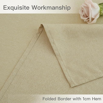 maxmill Square Linen Textured Tablecloth Waterproof Spillproof Wrinkle Free Soft Slubby Textured Table Cloth for Dinner and Party Washable Wipeable Fabric Table Cover Decoration, 60 x 60 Inch, Beige