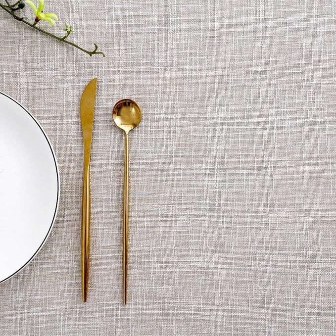 maxmill Flaxy Faux Linen Table Cloth with 2-Tone Slubby Texture Wrinkle Resistant Anti-Shrink Soft Tablecloth for Kitchen Dining Tabletop for Buffet Banquet Parties Rectangle 52 x 70 Inch Linen