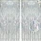 BRAVESHINE Silver Streamers Party Backdrop Decorations - 2Pcs 3.2x8.2ft Tinsel Foil Fringe Curtain Backdrop for Christmas/New Years/Birthdays/Bachelorette/Anniversary/Engagement/Dancing Ball Decor
