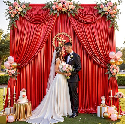 20ftx10ft Red Sequin Backdrop Curtain for Parties, Wrinkle Free Thick Glitter Sparkle Photo Backdrop Drapes 4 Panels 5x10FT Shimmer Back Drop Cloth for Wedding Birthday Photography Background