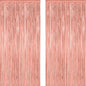 2 Pack Rose Gold Decorations, 3.28 FT x 7.05 FT Rose Gold Fringe Curtains, Metallic Photo Backdrop Tinsel Backdrop Foil Curtains, Metallic Party Supplies Wedding Decor