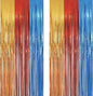 Gold Red Blue Party Backdrop - GREATRIL Tinsel Fringe Curtain for Paw Birthdays Decorations 2 Packs