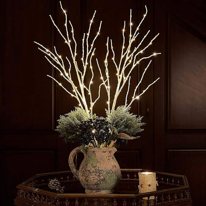 Hairui Lighted Artificial Twig Birch Branch with Fairy Lights 30IN 100 LED Battery Operated, White Willow Branch with Lights for Christmas Holiday Wedding Party Decoration