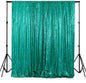 ShinyBeauty Premium Sequin Photography Backdrop 4x7 FT -Green Glitter Fabric Backdrop Curtain for Wedding, Birthday, Party Decor -Sequined Curtains (Green)