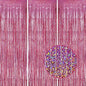 3 Pack Foil Fringe Backdrop - Laser Pink Shiny Tinsel Curtains for Party Decoration/Photo Booth Props - 3.3x8.2 FT Metallic Foil Backdrop for Birthday, Wedding, Graduation, Christmas.