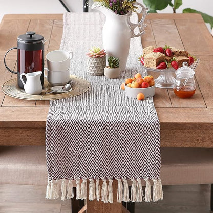 DII Woven Basic Tabletop Collection, Chevron Table Runner, 15x72, Eggplant